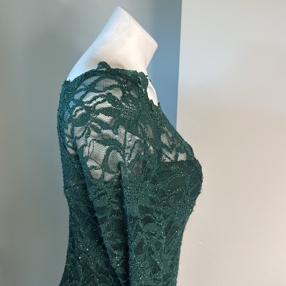 Elegant Green Lace Dress gold Threads Decode 7.8 size 6 - Picture 4 of 8